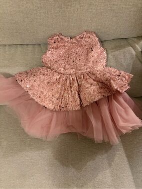 MarryShe Girls Pink Sequin Tulle Party Dress